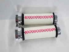 Felt Bicycles Beach Cruiser Grips White Pink Felt Stitch New Old Stock