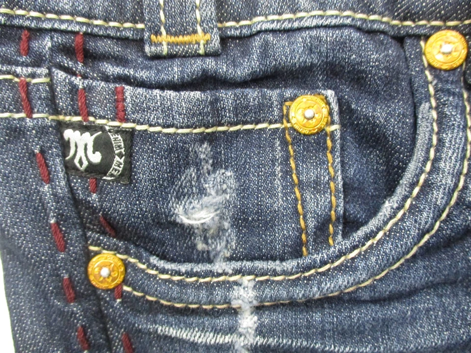 Pantalones de mezclilla MEK DENIM para mujer talla 26 corte de lavado oscuro Foto 3 de 4