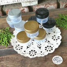 12 CLEAR Jars GOLD Black Silver Caps 1Tblsp Container Pot  Makeup #3803 DecoJars