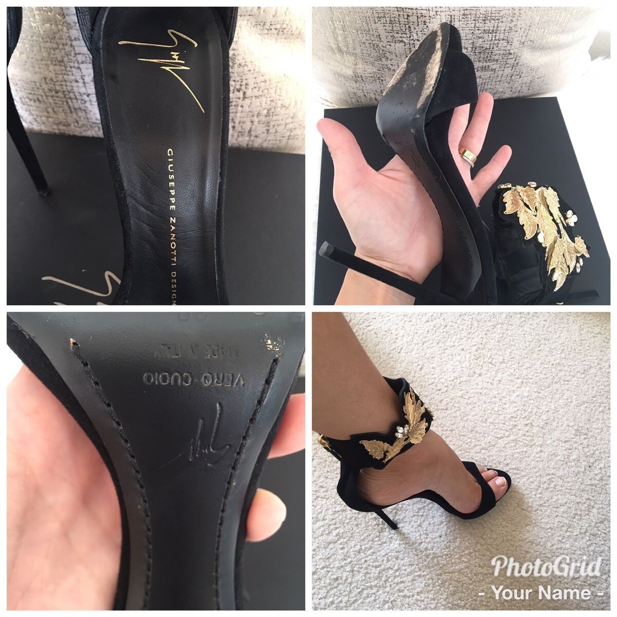 Giuseppe Zanotti Suede Crystal Embellished Gold Leaf Ankle Giuseppe Zanotti Suede Crystal Embellished Gold Leaf Ankle