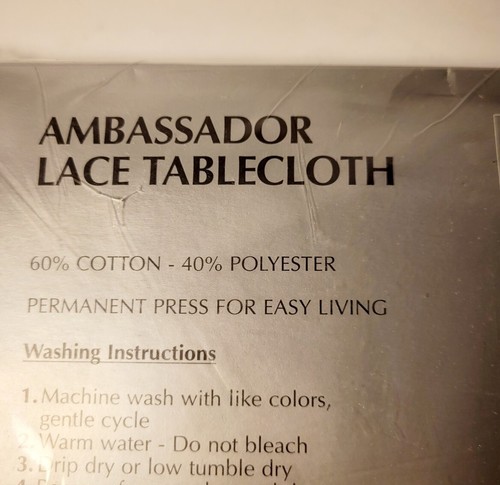 Vintage Lintex Linens White Ambassador Lace Tablecloth Oval 60" x 84" - 第 8/9 張圖片