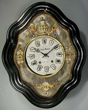French France Intricate Wall Clock by "Louis Duez a Mayenne" ca. 19th century
