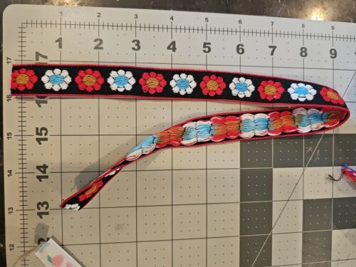 24+ Yds Vtg Jacquard floral Ribbon Trim LOT Horses Baby Trains Lamb CRAZY QUILT - Picture 22 of 24