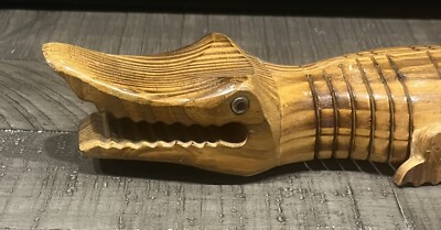 Vintage Hand Carved Wooden Articulated Flexible Alligator