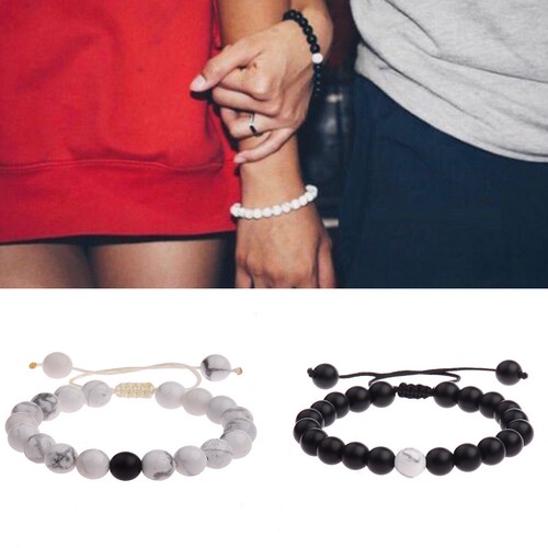 2PCS Distance Bracelets Lovers Friends Gift His Hers Couples Anniversary Gifts - Picture 18 of 20
