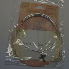 Trust in the Lord Sterling Silver Wired and Dangle Cross Bracelet 2 1/2" Adj. 3"