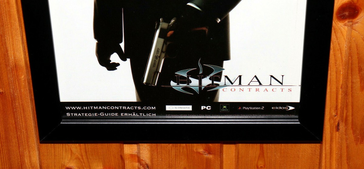 【超希少】PS2 ヒットマン コントラクト 販促ポスターB2 2004 Hitman Contracts Rare Small Poster / Old Ad Page Framed