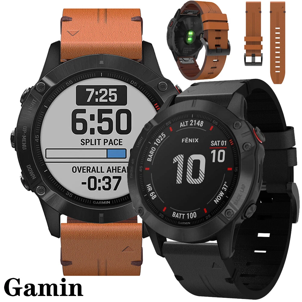 Bracelet de montre en cuir pour bracelet Garmin Fenix 6 6S 6X Pro 5 5S 5X