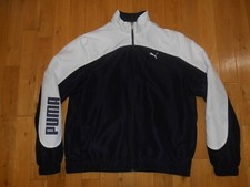 PUMA Sport Lifestyle Zip Up Navy Blue/White Lightweight Zip Up Jacket Mens Sz XL