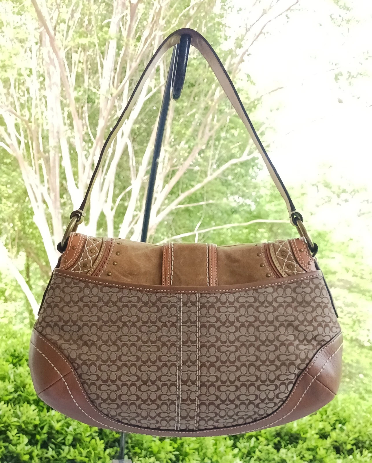 Borsa Coach MEDIUM Vintage Y2K Soho F11517 Beige Firma C Tela Patchwork Hobo