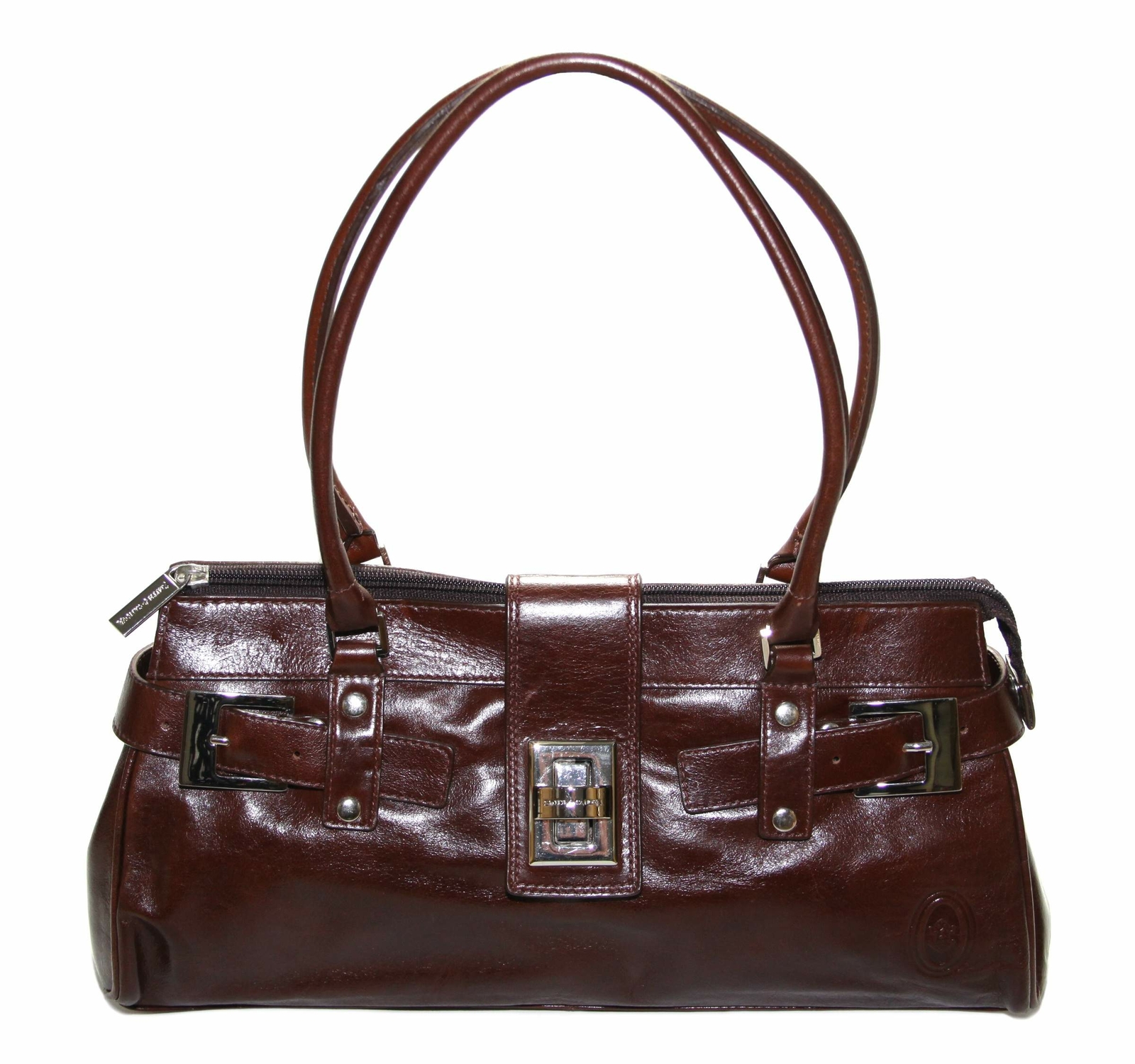 Smith and Canova Womens Dark Brown Genuine Leather Shoulder Bag Handbag