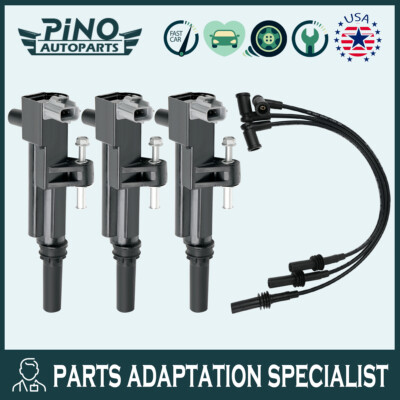 3X Ignition Coil +Spark Plug Wire OEM For Jeep Liberty Dodge Ram 1500 3.7L UF640