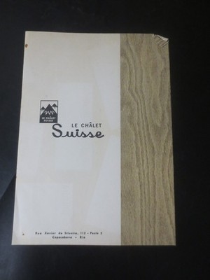 LA CHALET SUISSE COPACABANA RIO MENU 1970'S