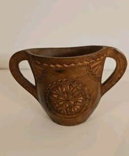 Vintage Hand Carved Double Handle Wood Cup Wedding Cup Folk Art European