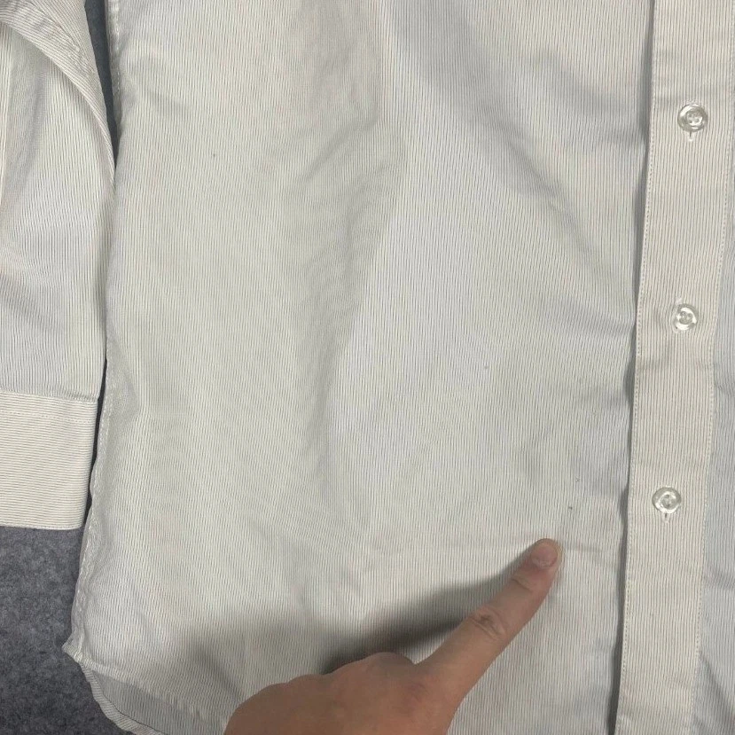 Camisa social masculina Giorgio Armani Le Collezioni listra creme 15 algodão - Imagem 4 de 4