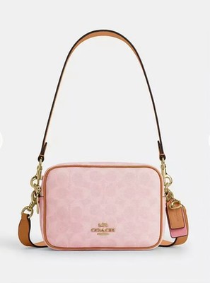 NWT Coach Mini Carey Crossbody Bag Signature Canvas Charms Powder