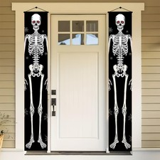 Halloween Door Banner Spooky Skeleton Full Body Decoration Creepy Scary Welcome