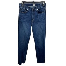 Edwin Size 28 Bree Blue Skinny Leg Crop Raw Hem Jeans Boho Anthropologie