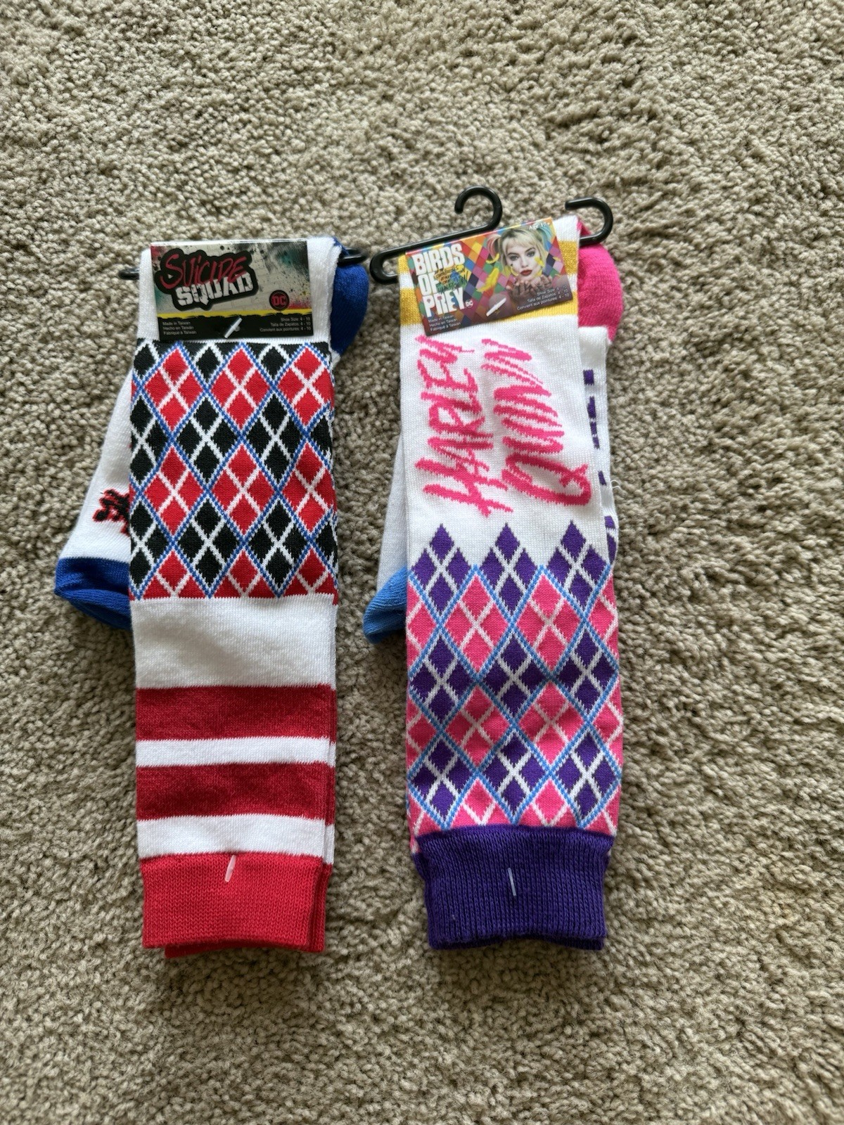 2 pares de calcetines Harley Quinn Crew, zapatos para adultos talla 4-10 DC Comics