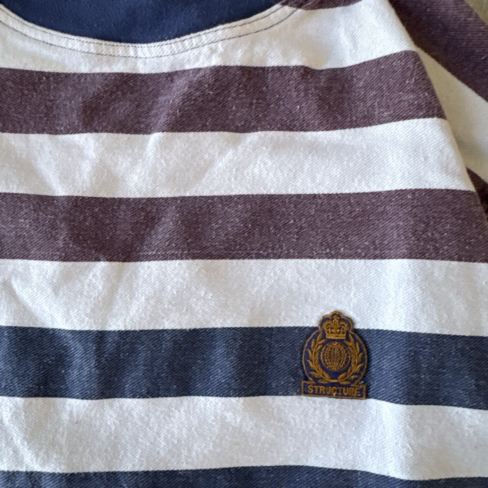 Structure Striped Cotton Crew Neck Pullover Sweat… - image 3