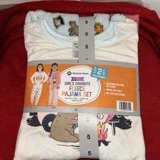 Members Mark Four Piece Girls Fleece Pajama Set Size 5 New