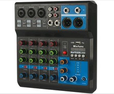 Mini audio DJ mixer Sound Board Console System,5 Channel 48V Phantom Power 