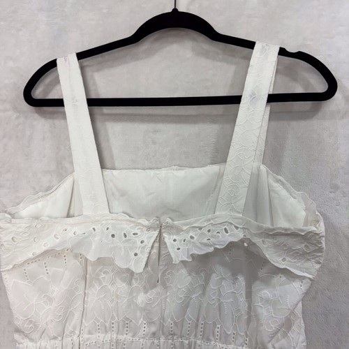 Madewell Eyelet Lace Ruffled Sleeveless Sun Dress 10 White Tier Zip Summer EUC - Picture 13 of 13