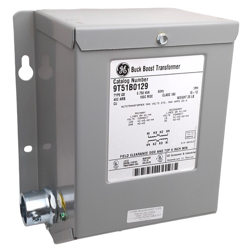 GE 9T51B0129 Buck Boost Transformer 0.75kVA, 120x240V Primary, 16x32V Secondary