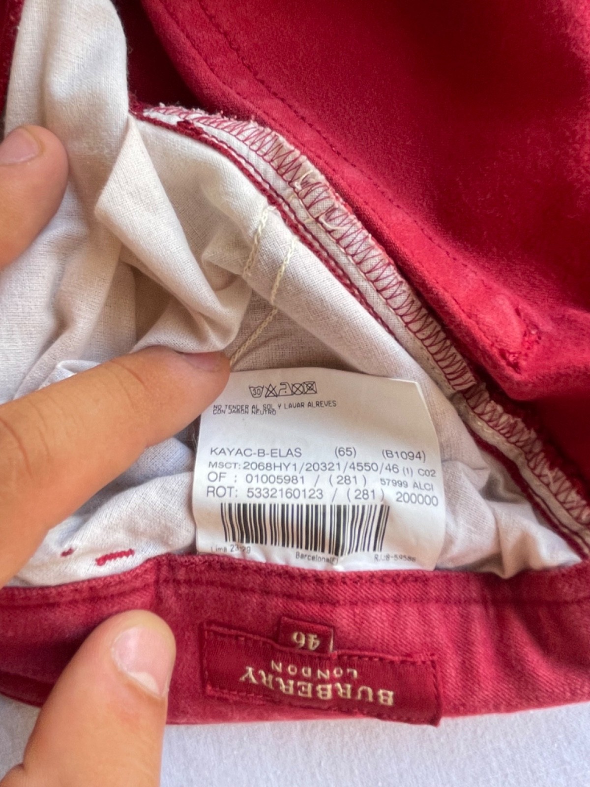 Rare Burberry London Red Straight Leg Stretch Jeans Women IT 46 Designer Spain image 9