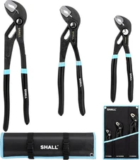 SHALL 3-Piece Groove Joint Pliers Set (12, 9-1/2, 7 Inch), Push-Lock Chrome 