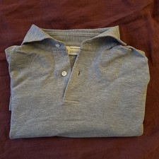 The Armoury by Ascot Chang Long Sleeve Spread Collar Polo Gray Men's Size Small