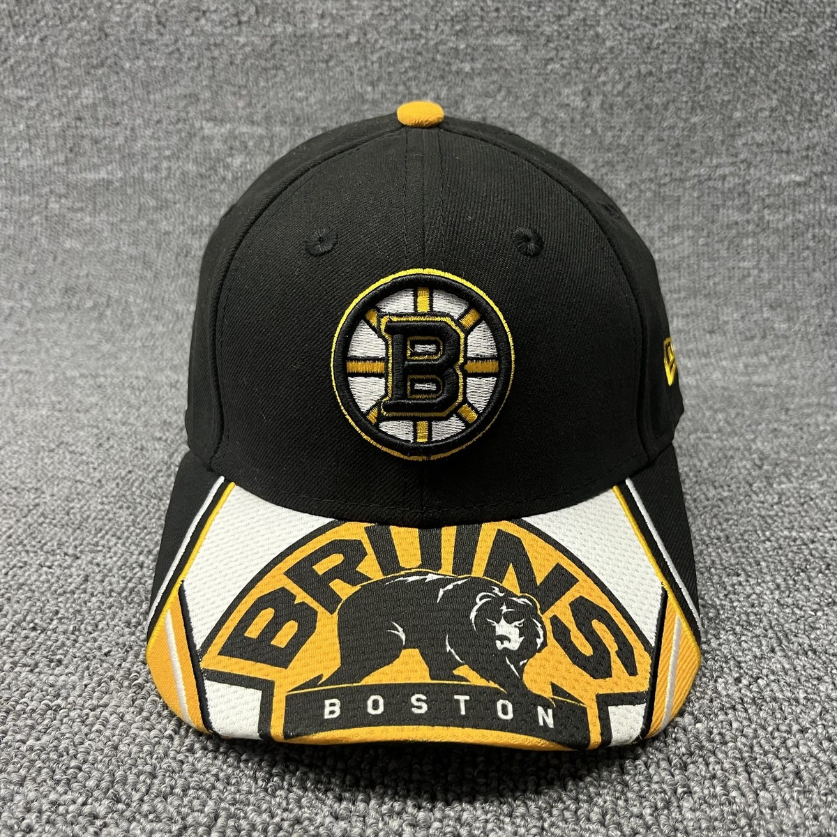 New Era Boston Bruins Youth 9FORTY Adjustable Hat Black Gold Bear Graphic