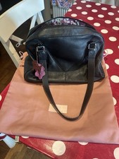 Image of Genuine Radley London Black Pebbled Leather Shoulder Handbag Bag with Charm VGC
