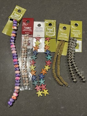 Bead Landing Bead Gallery Metal and Polymer Clay Bead Strands Lot of 6 NWT