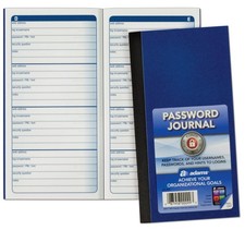 Adams Password Journal, 1 Count, 6.25 x 3.25 1 Count Pack of 1 , Blue
