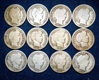 LOT OF 12 BARBER DIMES -- Good & better -- 1/2 MM, all diff -- inc '09-D, '08-O