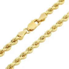 14k Yellow Gold 2.5mm Diamond Cut Rope Chain Italian Link Pendant Necklace 22"