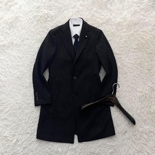   Good Condition  LARDINI Dark Grey Wool Coat with Boutonni re, Size 44