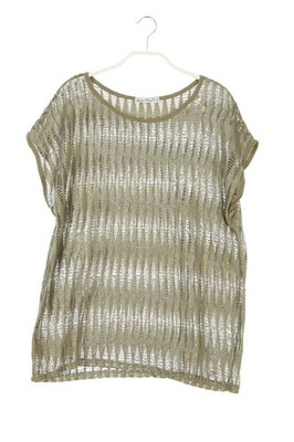Lisa Tossa T-Shirt Destroyed Metallic Effekt M hellbraun silber