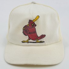Vintage St. Louis Cardinals Hat Snapback White MLB Batting Bird Cap 70  s 80  s