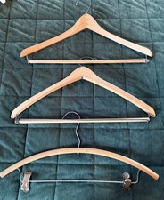 Lot of 3 Vintage Unbranded Wooden Hangers for Suits Jackets Pants Tops Dresses