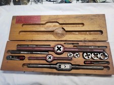 Vintage Greenfield Tap And Die Set w/ Wooden Case GTD OK Machinist Round Die EXC