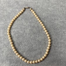 Vintage Pearl Faux Necklace Choker 16" Rhinestone Clasp Made In Japan