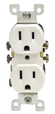 Leviton 05320-0WS 15A 125V 2-Pole 3-Wire Duplex White Outlet 4.2 Hx1.33 W in.