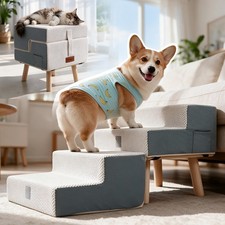 Dog Ramp for Couch, 4-Step Foldable Dog Stairs for Small Dogs