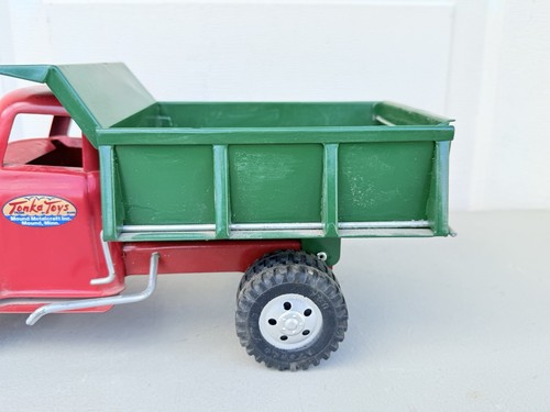 Oldtimer Tonka 1954-1955 Handhebebühne Muldenkipper rot und grün - Bild 6 von 19