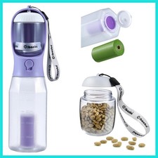 Dog Water Bottle with Food Container  Poop Bag Holder, Travel Water Bowl, Po...