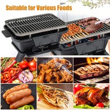 Portable Charcoal Grill Cast Iron Hibachi BBQ