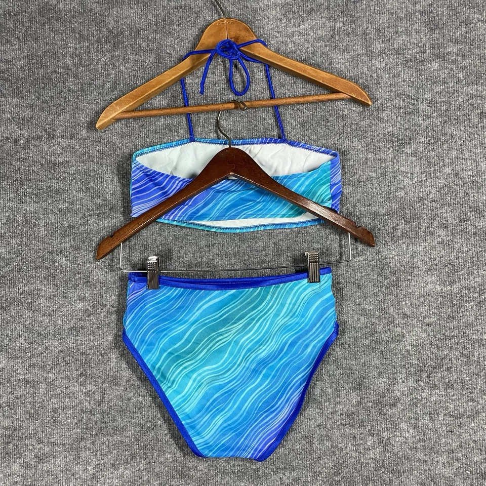 VINTAGE Xhilaration Bikini Swim Suit Women Size XL 90s Bandeau Top Blue USA - Image 4 of 4