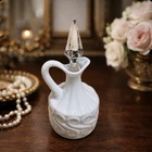 Vintage White Milk Glass Cruet with Pointed Clear Glass Stopper